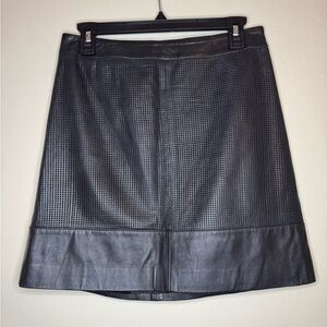 Halogen Perforated Leather A-Line Skirt Black Size 6P